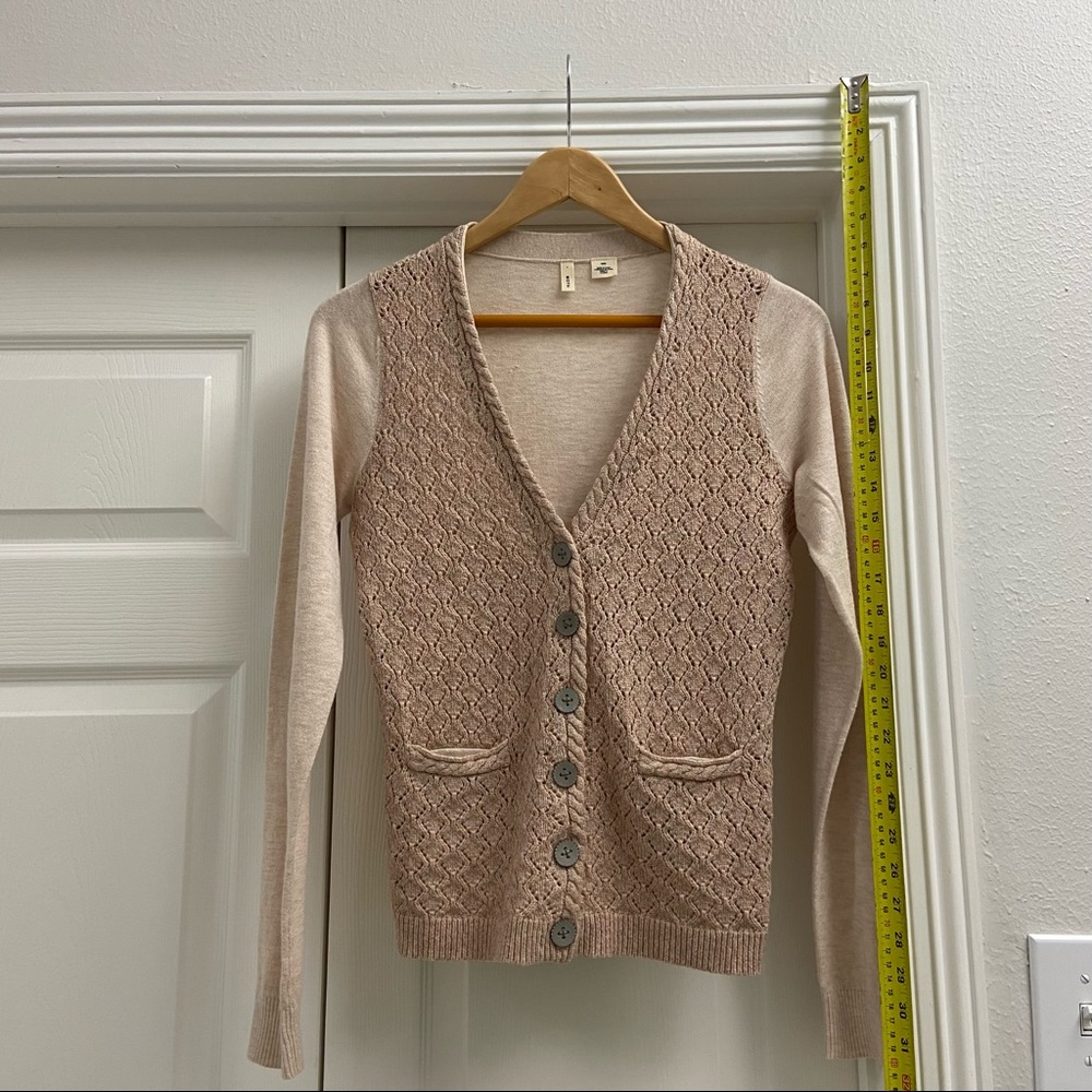 Anthropologie Moth—blush color v-neck button cardigan sweater medium.